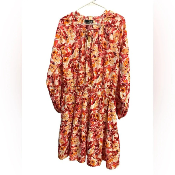 Suzanne Betro tie notch neck smock waist dress size XL - Picture 2 of 9